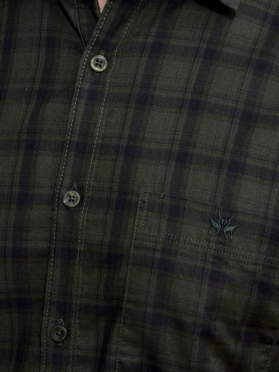 Green Checked 100% Cotton Shirt-Men Shirts-Crimsoune Club
