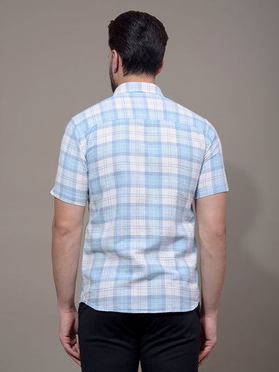 Blue Checked 100% Cotton Shirt-Men Shirts-Crimsoune Club