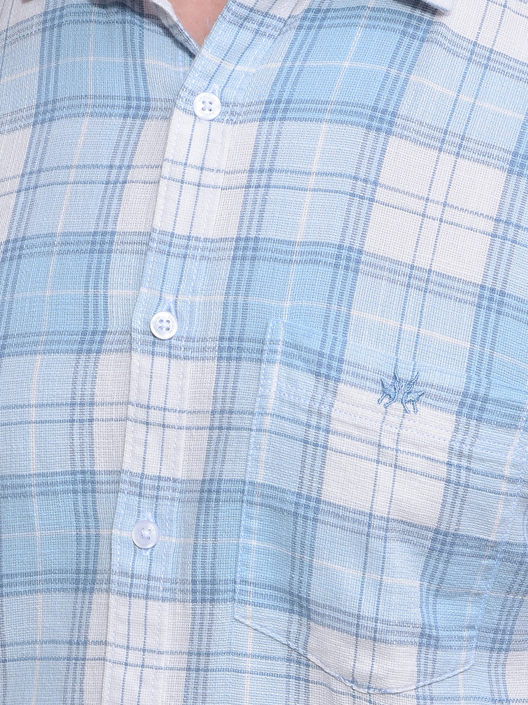 Blue Checked 100% Cotton Shirt-Men Shirts-Crimsoune Club