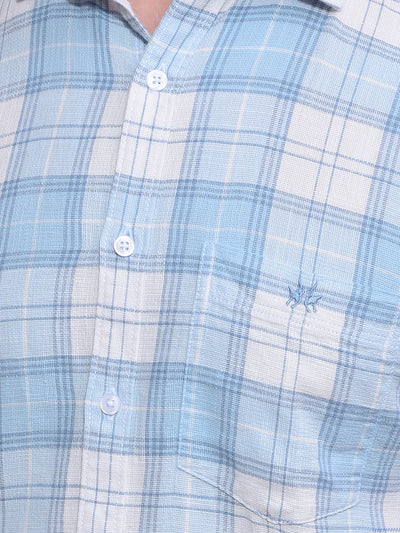Blue Checked 100% Cotton Shirt-Men Shirts-Crimsoune Club