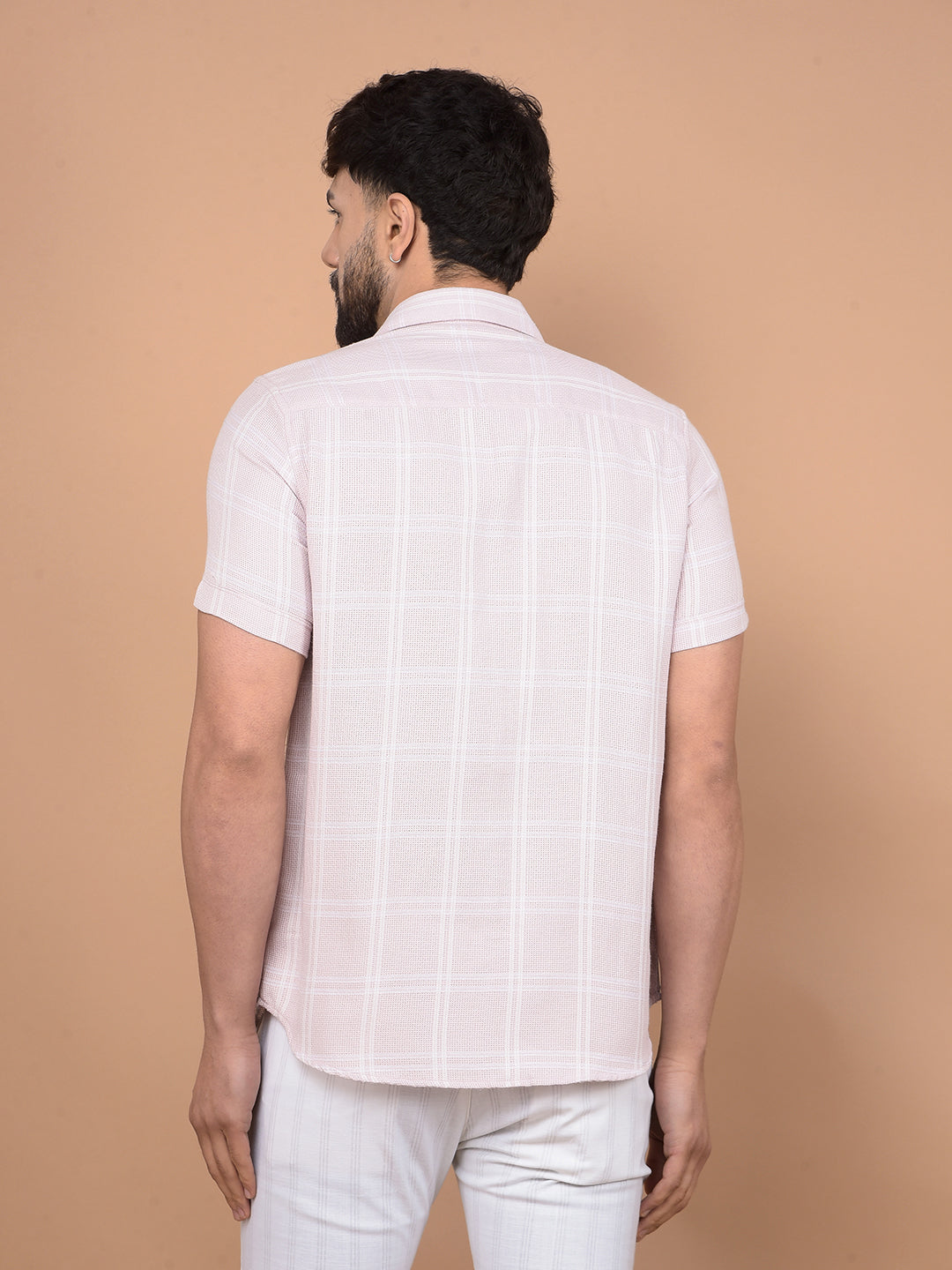 Purple Checked Linen Knitted Shirt-Men Shirts-Crimsoune Club