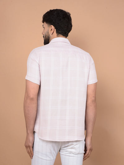 Purple Checked Linen Knitted Shirt-Men Shirts-Crimsoune Club