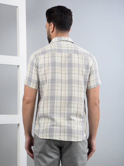 Grey Checked 100% Cotton Shirt-Men Shirts-Crimsoune Club