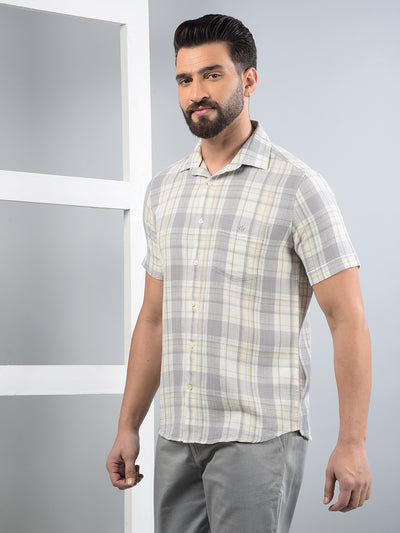 Grey Checked 100% Cotton Shirt-Men Shirts-Crimsoune Club