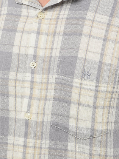 Grey Checked 100% Cotton Shirt-Men Shirts-Crimsoune Club