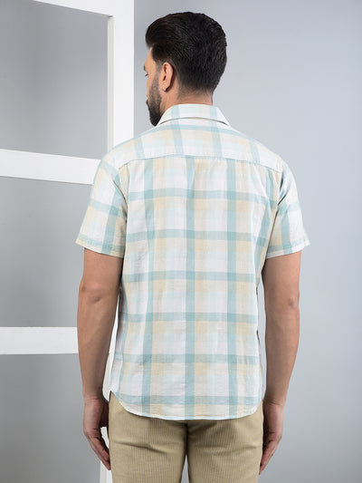 Blue Checked Linen Shirt-Men Shirts-Crimsoune Club