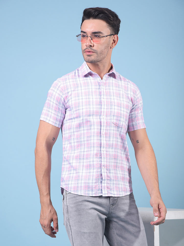 Pink Checked Shirt-Men Shirts-Crimsoune Club