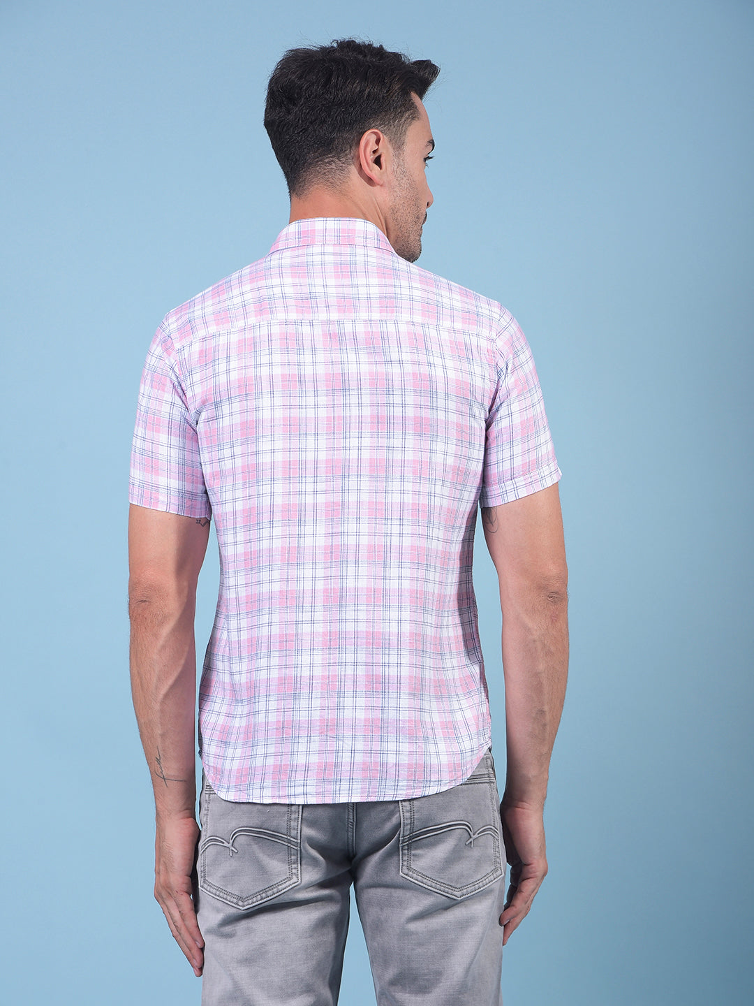 Pink Checked Shirt-Men Shirts-Crimsoune Club