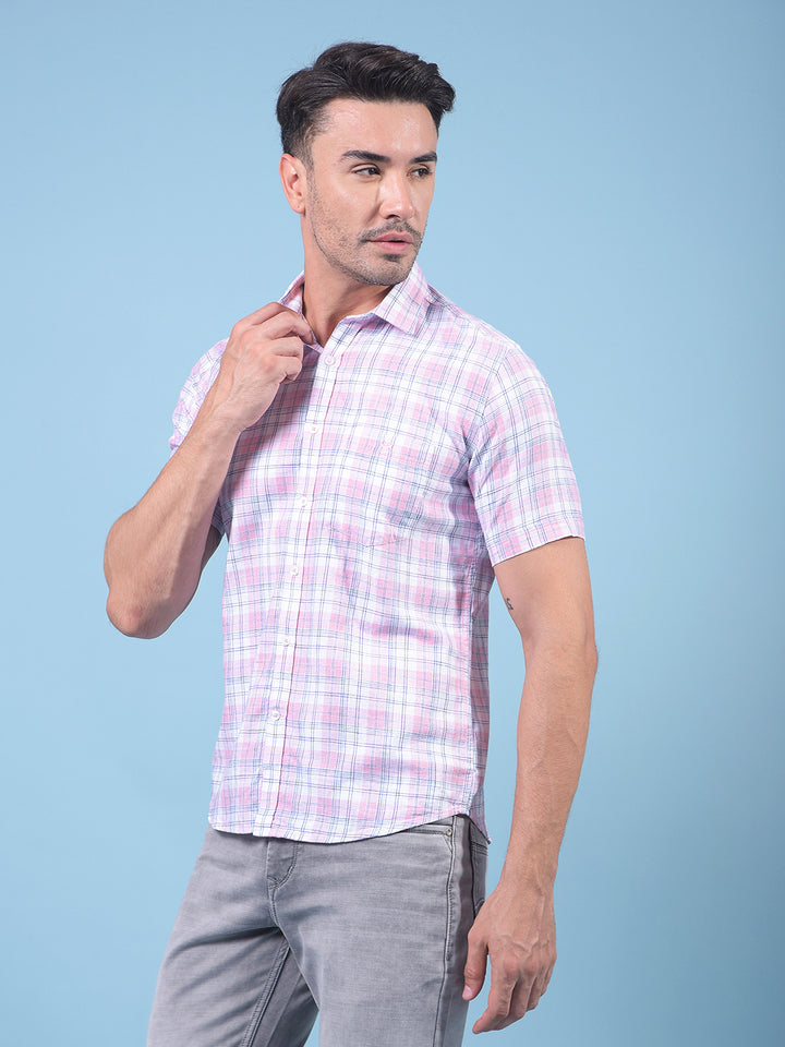 Pink Checked Shirt-Men Shirts-Crimsoune Club
