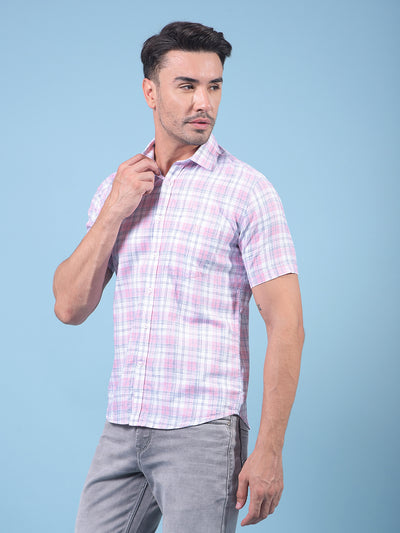 Pink Checked Shirt-Men Shirts-Crimsoune Club