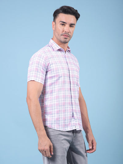 Pink Checked Shirt-Men Shirts-Crimsoune Club