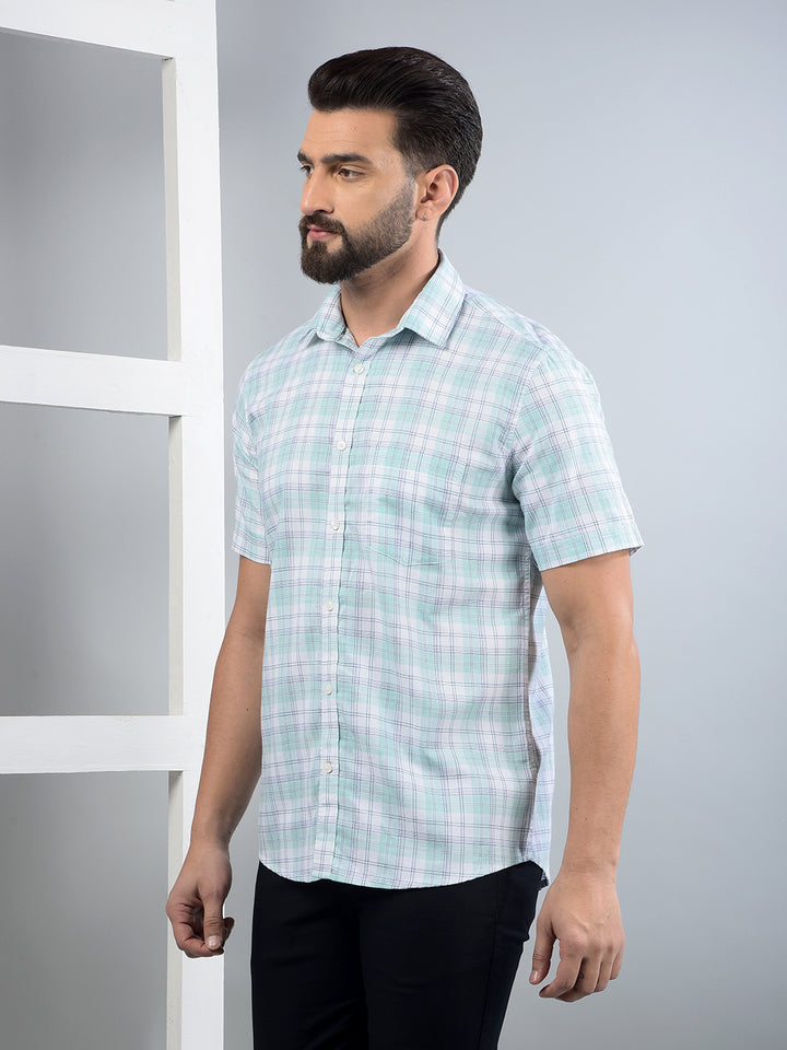 Green Checked Shirt-Men Shirts-Crimsoune Club