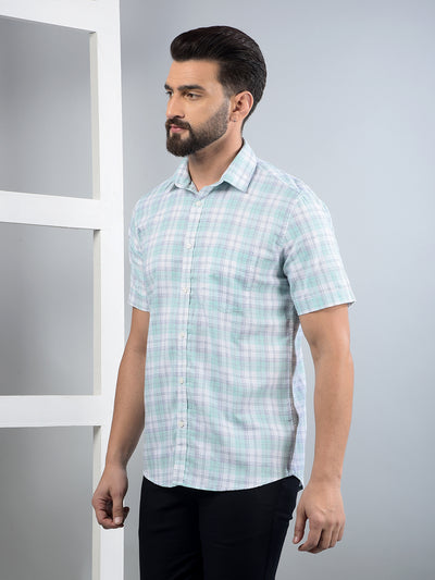 Green Checked Shirt-Men Shirts-Crimsoune Club