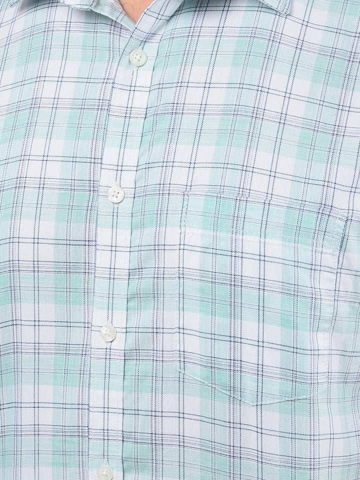Green Checked Shirt-Men Shirts-Crimsoune Club