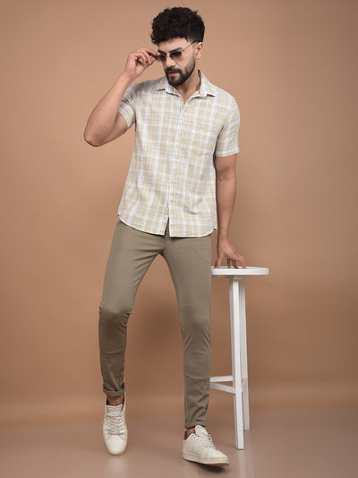 Yellow Checked 100% Cotton Shirt-Men Shirts-Crimsoune Club
