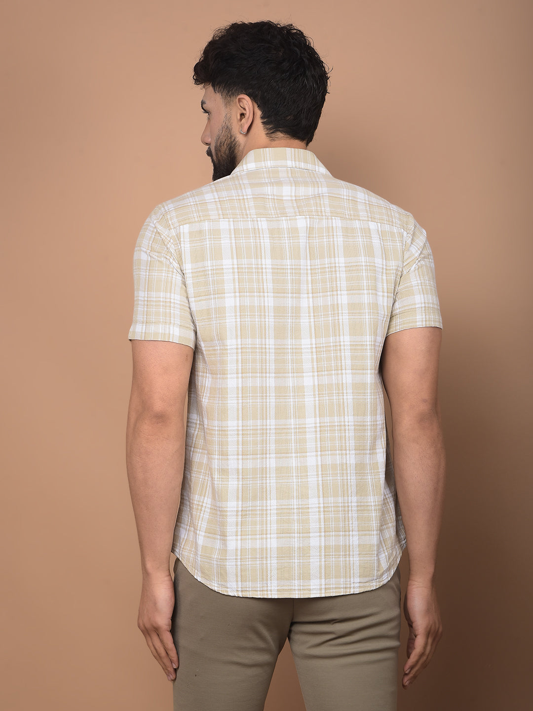 Yellow Checked 100% Cotton Shirt-Men Shirts-Crimsoune Club