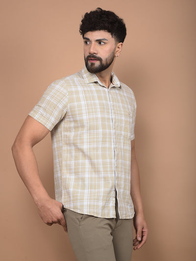 Yellow Checked 100% Cotton Shirt-Men Shirts-Crimsoune Club