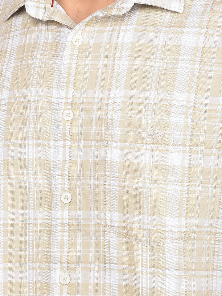 Yellow Checked 100% Cotton Shirt-Men Shirts-Crimsoune Club