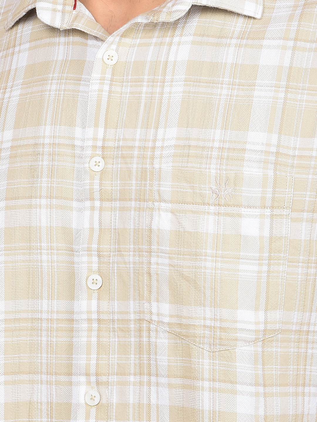 Yellow Checked 100% Cotton Shirt-Men Shirts-Crimsoune Club