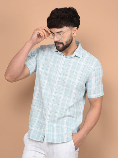 Green Checked 100% Cotton Shirt-Men Shirts-Crimsoune Club