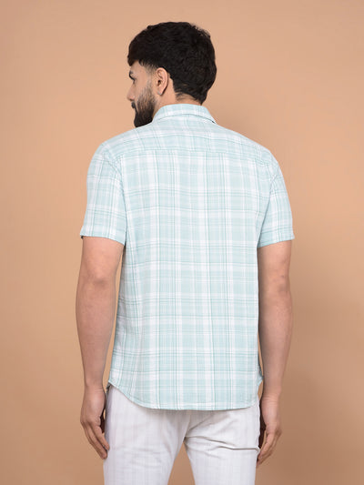Green Checked 100% Cotton Shirt-Men Shirts-Crimsoune Club
