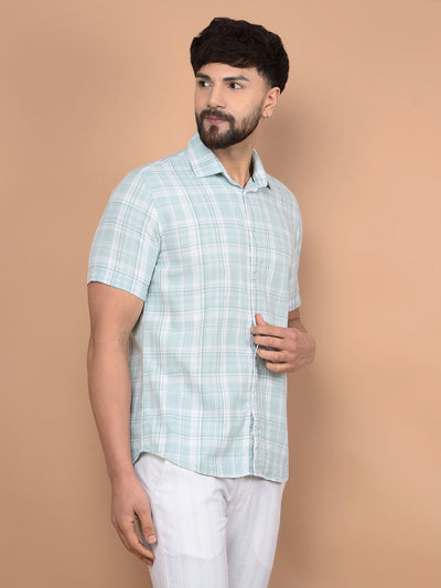 Green Checked 100% Cotton Shirt-Men Shirts-Crimsoune Club