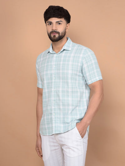 Green Checked 100% Cotton Shirt-Men Shirts-Crimsoune Club