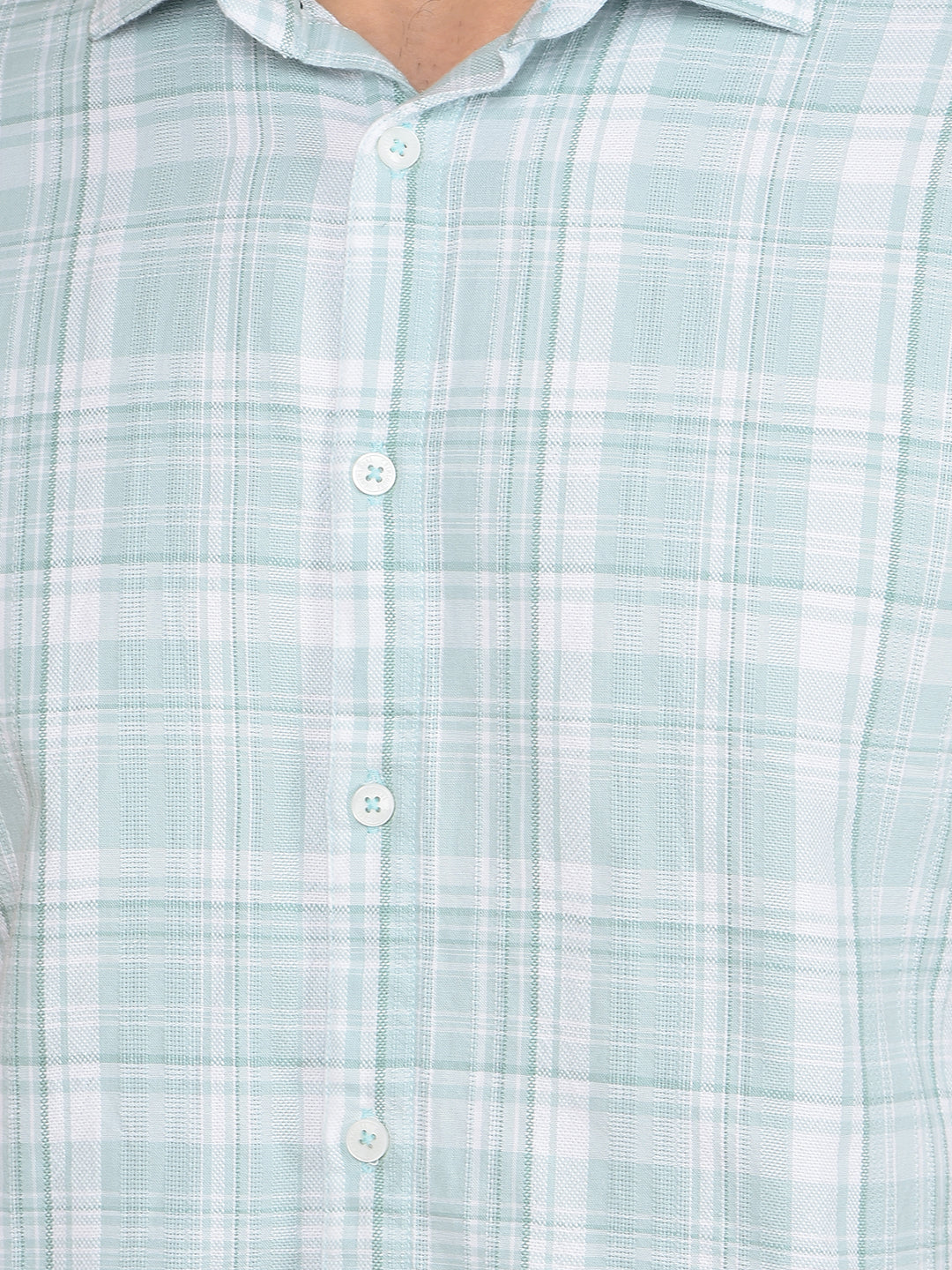 Green Checked 100% Cotton Shirt-Men Shirts-Crimsoune Club