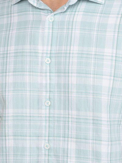 Green Checked 100% Cotton Shirt-Men Shirts-Crimsoune Club