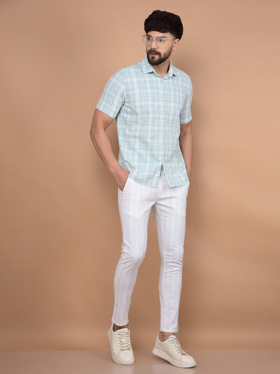 Green Checked 100% Cotton Shirt-Men Shirts-Crimsoune Club