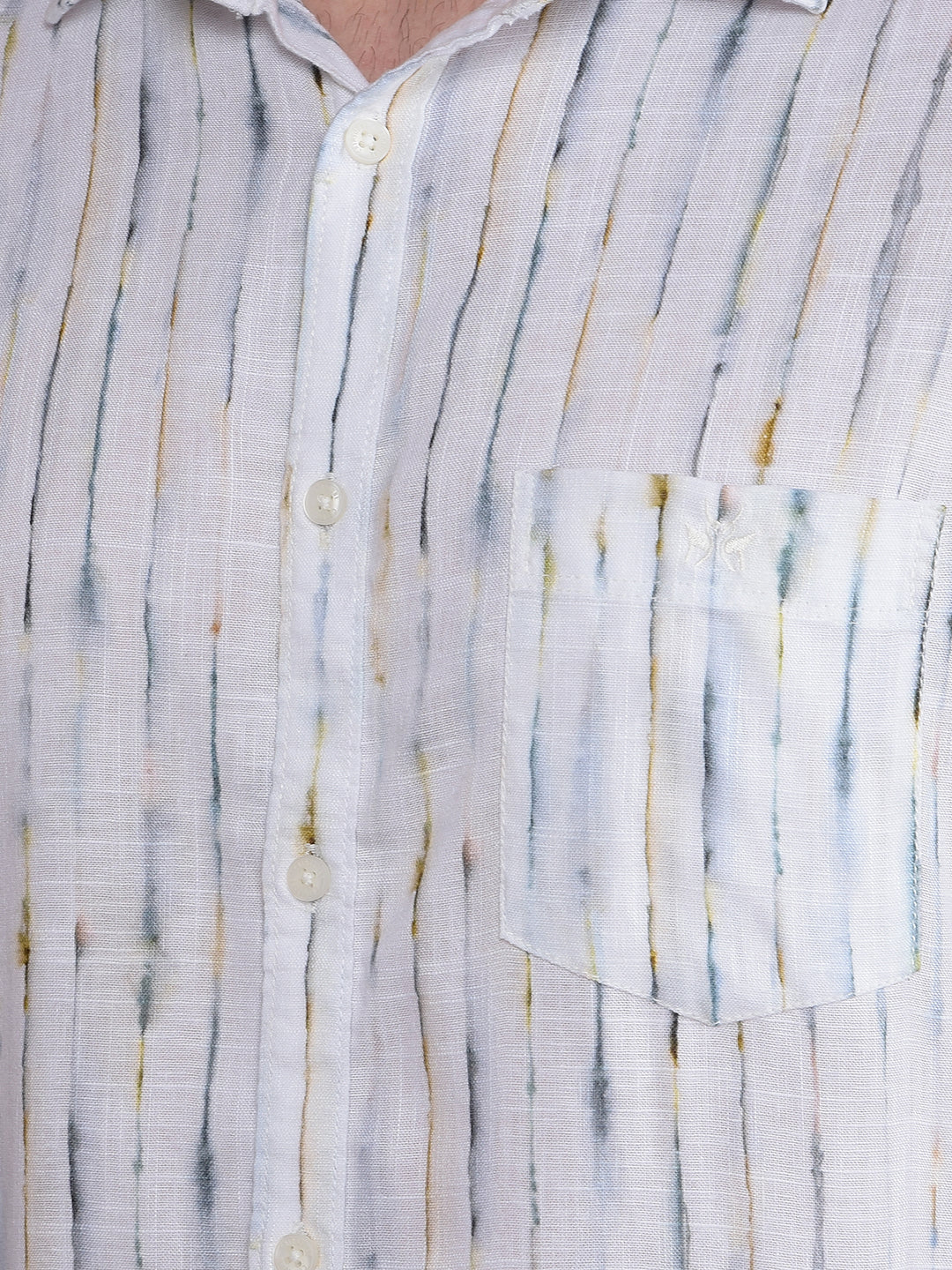 White Printed Linen Shirt-Men Shirts-Crimsoune Club