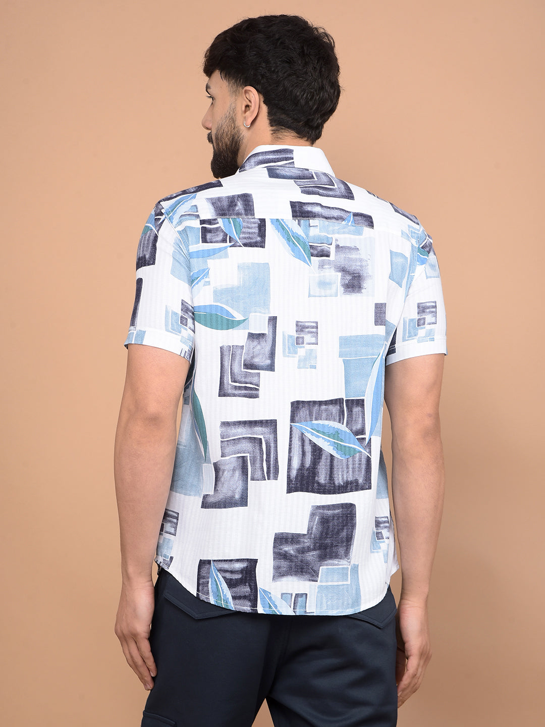 Blue Floral Print Shirt-Men Shirts-Crimsoune Club