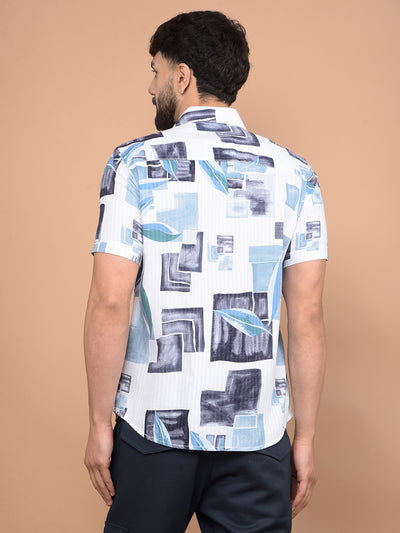 Blue Floral Print Shirt-Men Shirts-Crimsoune Club