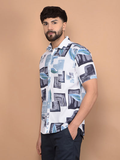 Blue Floral Print Shirt-Men Shirts-Crimsoune Club