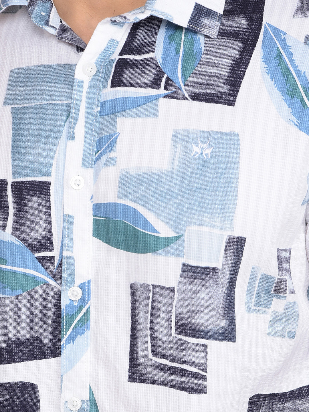 Blue Floral Print Shirt-Men Shirts-Crimsoune Club