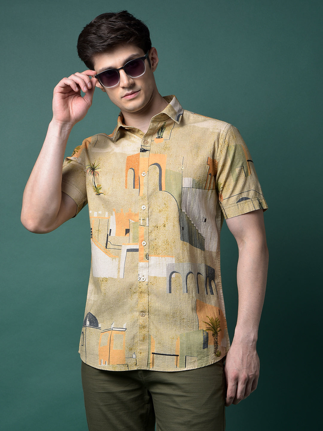 Multi-Color Printed Linen Shirt-Men Shirts-Crimsoune Club