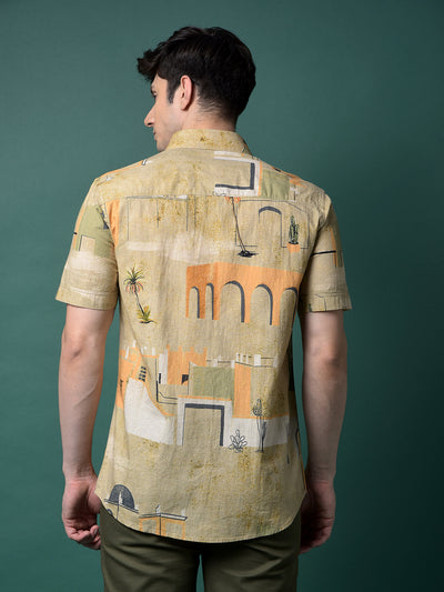Multi-Color Printed Linen Shirt-Men Shirts-Crimsoune Club