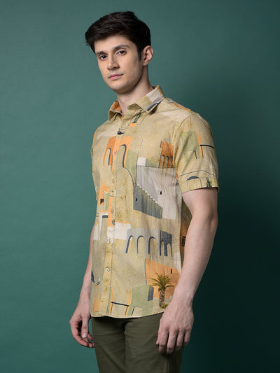 Multi-Color Printed Linen Shirt-Men Shirts-Crimsoune Club