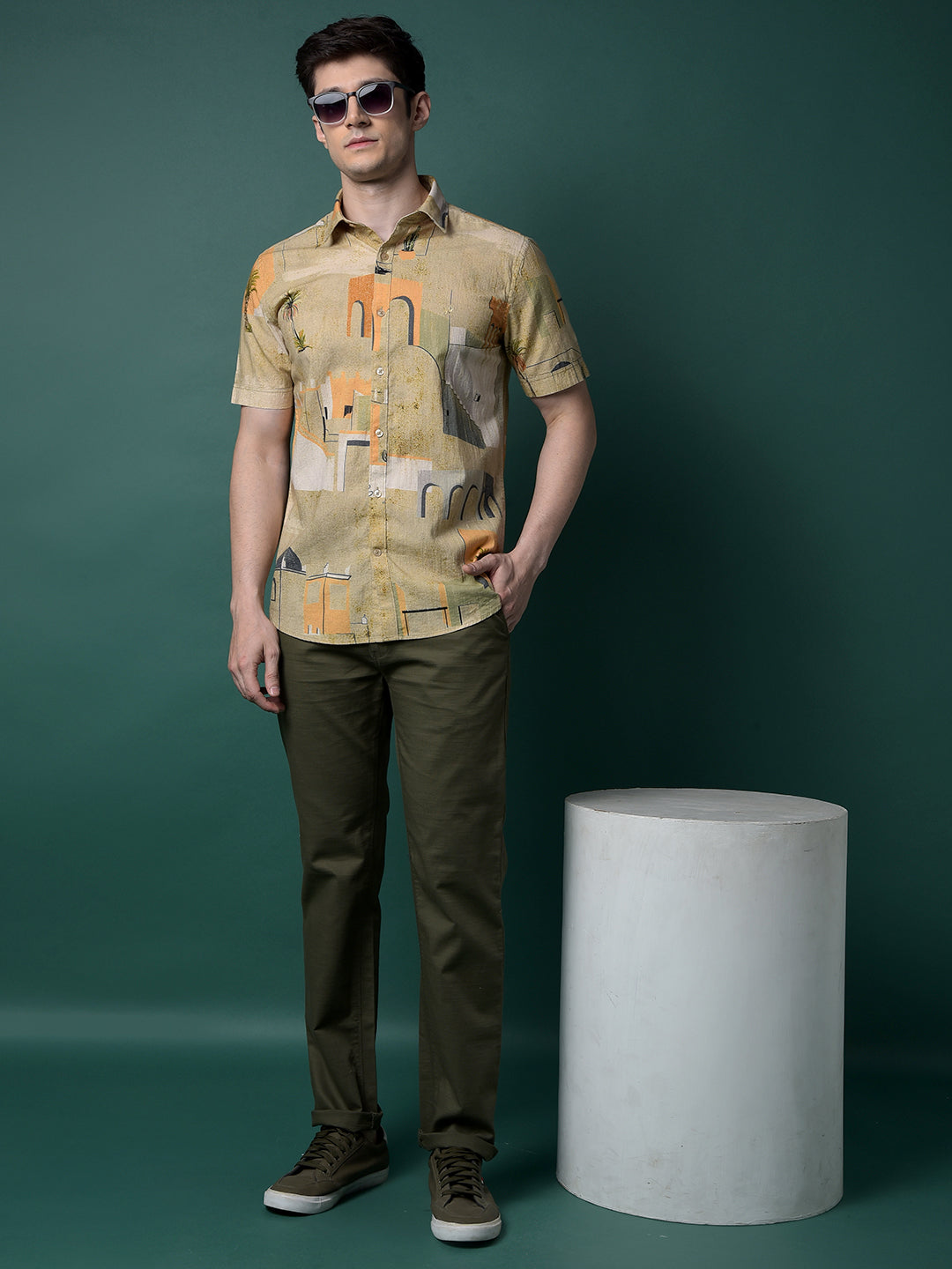 Multi-Color Printed Linen Shirt-Men Shirts-Crimsoune Club