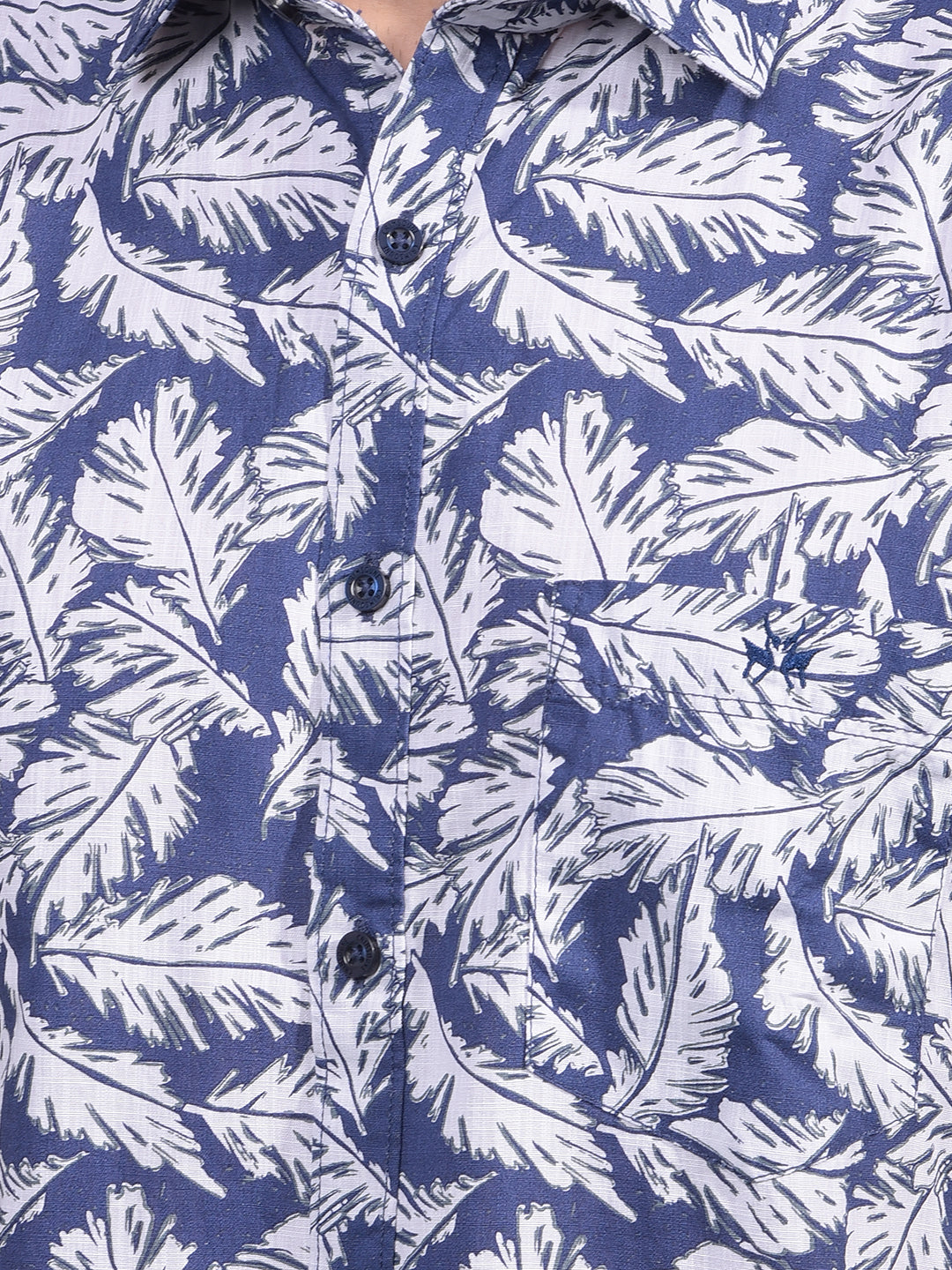 Blue Floral Print 100% Cotton Shirt-Men Shirts-Crimsoune Club