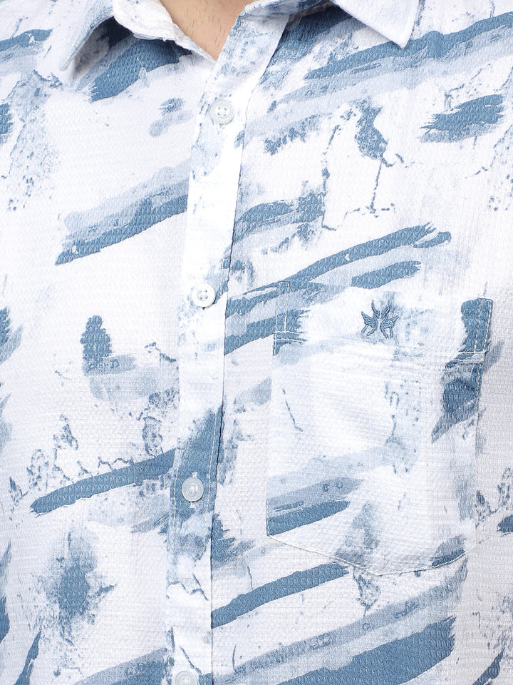 Blue Printed Shirt-Men Shirts-Crimsoune Club