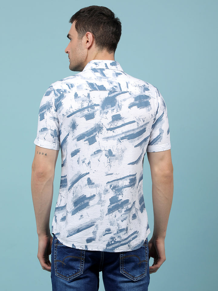 Blue Printed Shirt-Men Shirts-Crimsoune Club