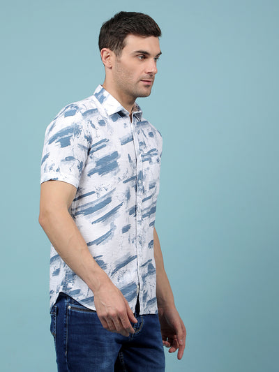 Blue Printed Shirt-Men Shirts-Crimsoune Club