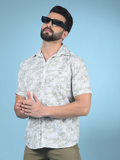 Green Printed 100% Cotton Shirt-Men Shirts-Crimsoune Club