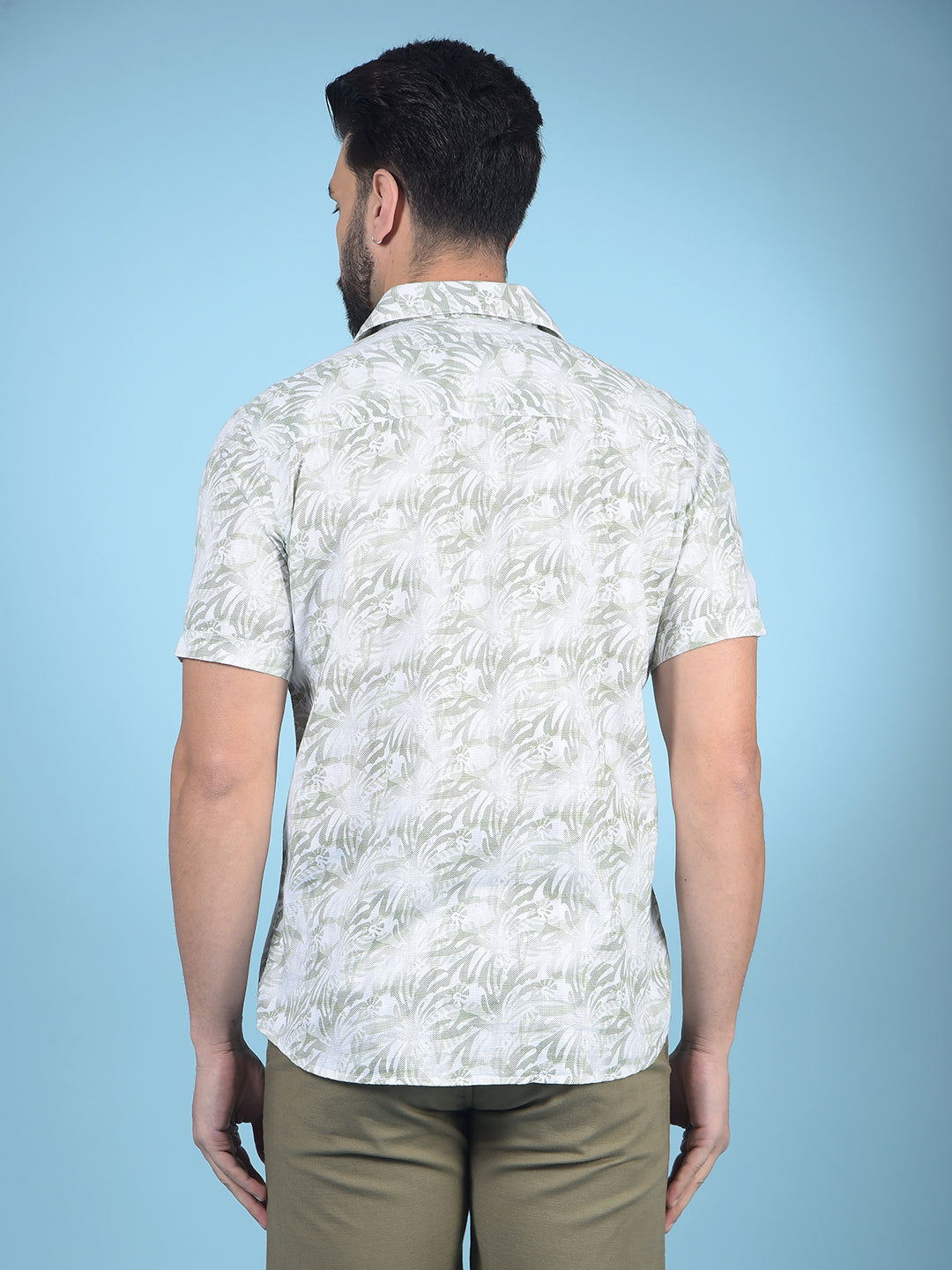 Green Printed 100% Cotton Shirt-Men Shirts-Crimsoune Club