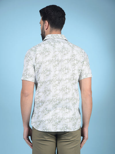 Green Printed 100% Cotton Shirt-Men Shirts-Crimsoune Club