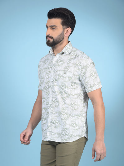 Green Printed 100% Cotton Shirt-Men Shirts-Crimsoune Club