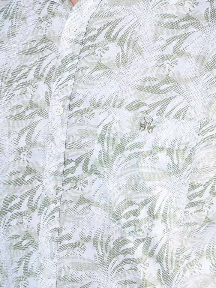 Green Printed 100% Cotton Shirt-Men Shirts-Crimsoune Club