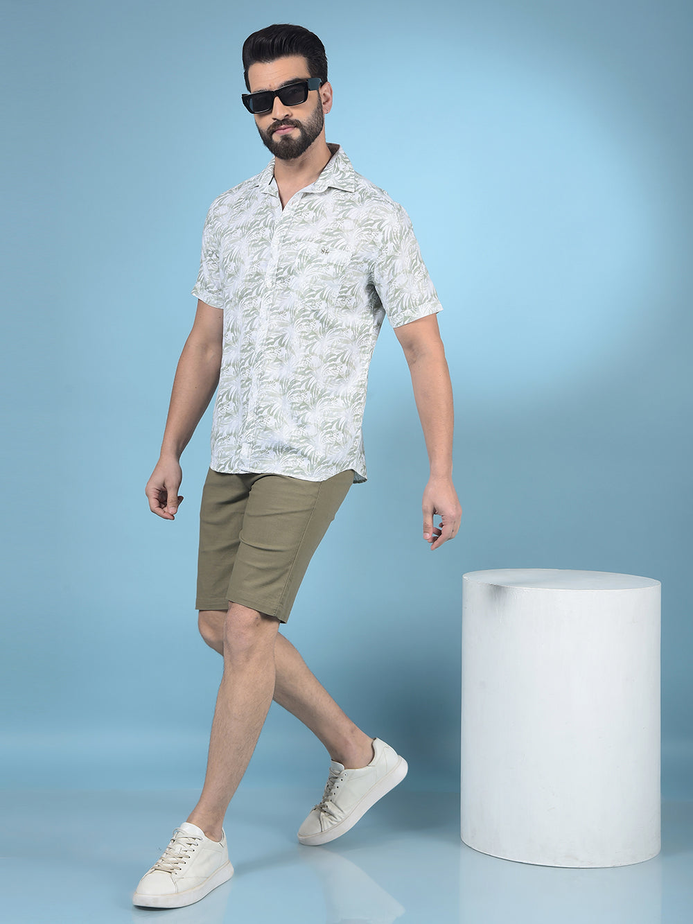 Green Printed 100% Cotton Shirt-Men Shirts-Crimsoune Club