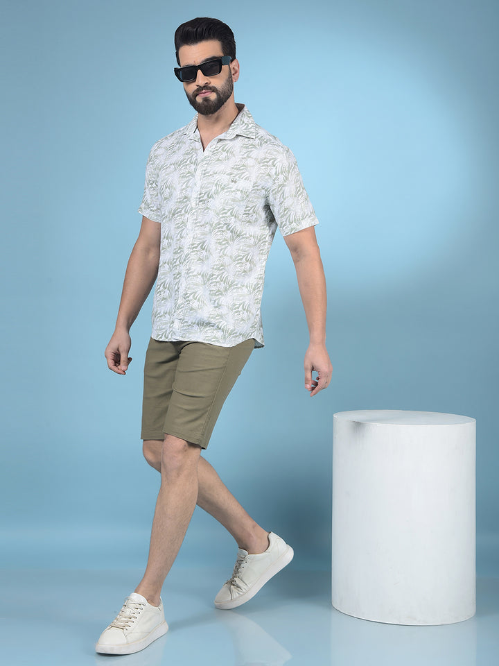 Green Printed 100% Cotton Shirt-Men Shirts-Crimsoune Club